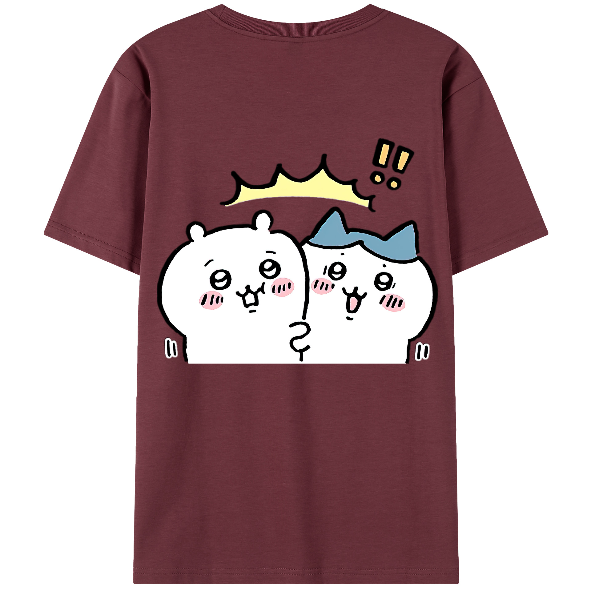 （画像用） ちいかわ ハチワレ Chii-kawa hachiware 綿100％半袖Tシャツ（背面プリント）